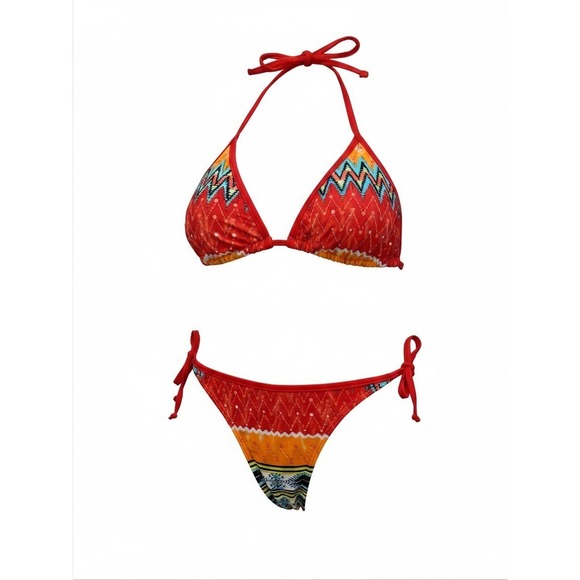 Choice by Bluewave Other - Choice by Bluewave Womens Red Tribal Geometric Triangle Bikini Set L F31227-24